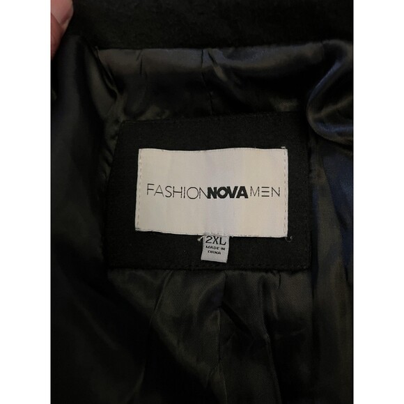 Fashion Nova Men Coat Mens 2XL Black Classic Overcoat Long Dressy Jacket Poly - Picture 12 of 14